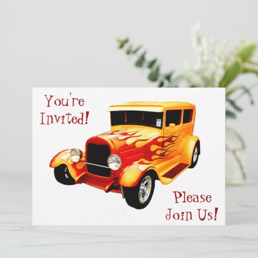 Klassieke auto met uitnodiging tot uittreding uit (Staand voorkant)