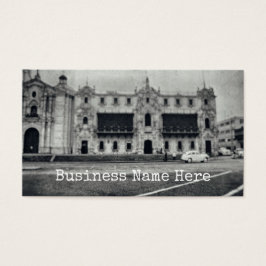 Klassieke auto met zwart-wit Vintage-auto op City Visitekaartje