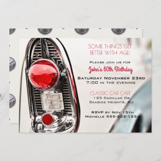 Klassieke auto Mid Century achterlicht Kaart (Voorkant / Achterkant)