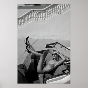 Klassieke Auto Mode Print Vrouw in Bikini, Hoogwaa