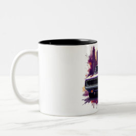 Klassieke auto mok met graffiti stijl stads zonson