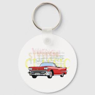Klassieke auto, oude vintage, in rood inwisselbaar sleutelhanger