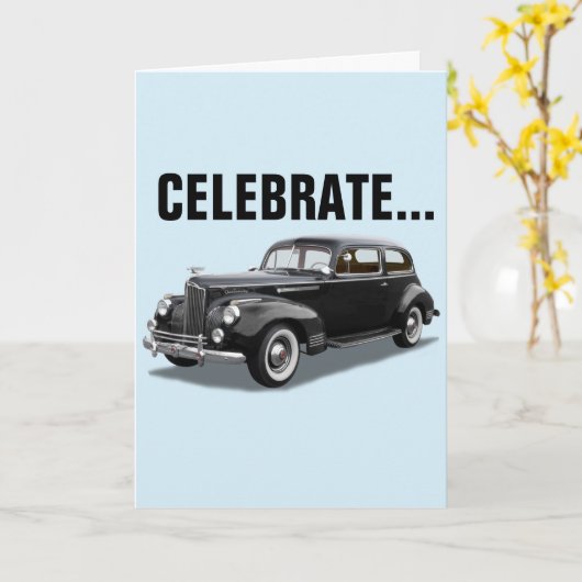 KLASSIEKE AUTO PACKARD VERJAARDAG KAART (Gele Bloem)