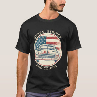 Klassieke auto Patriottische Amerikaanse vlag  T-shirt