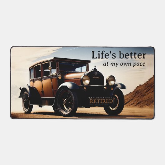  klassieke auto pensionering bureaumat (Voorkant)