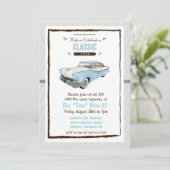 Klassieke auto Retro Pensioen Uitnodiging (Staand voorkant)