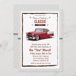 Klassieke auto Retro Pensioen Uitnodiging