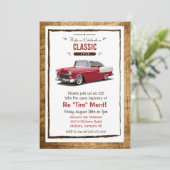 Klassieke auto Retro Pensioen Uitnodiging (Staand voorkant)