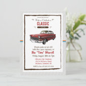 Klassieke auto Retro Pensioen Uitnodiging (Staand voorkant)