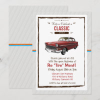 Klassieke auto retro pensioen uitnodiging