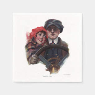 Klassieke auto romantische winter vintage illustra servet