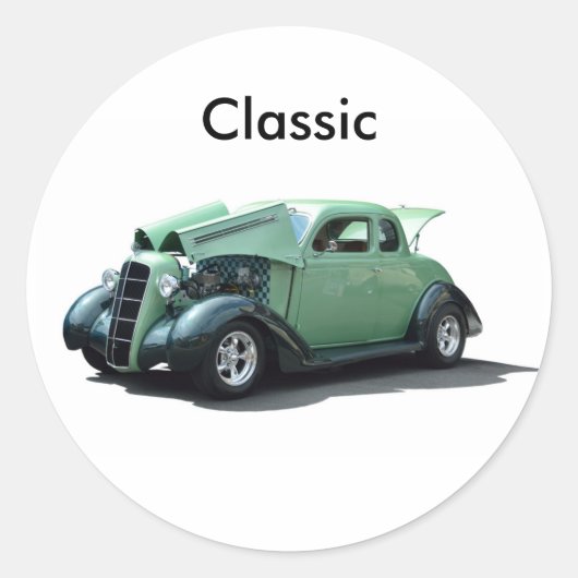 Klassieke auto ronde sticker (Voorkant)