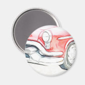 Klassieke auto rood magneet (Voorkant / Achterkant)