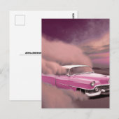 KLASSIEKE AUTO ROZE ANSICHTKAARTEN BRIEFKAART (Voorkant / Achterkant)
