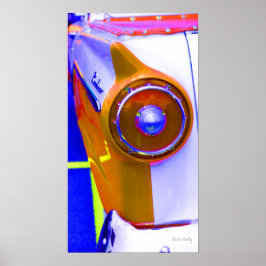 Klassieke auto staart licht verzadigde kleur poster