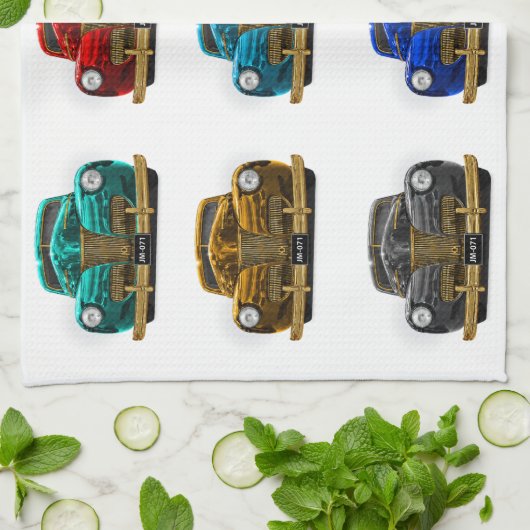  klassieke auto theedoek (Gevouwen)