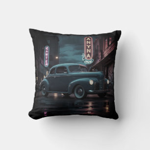 Klassieke auto uit de jaren 40 onder neonlicht kussen