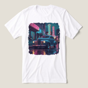 Klassieke auto uit de jaren 40 onder neonlichten Tri-Blend shirt