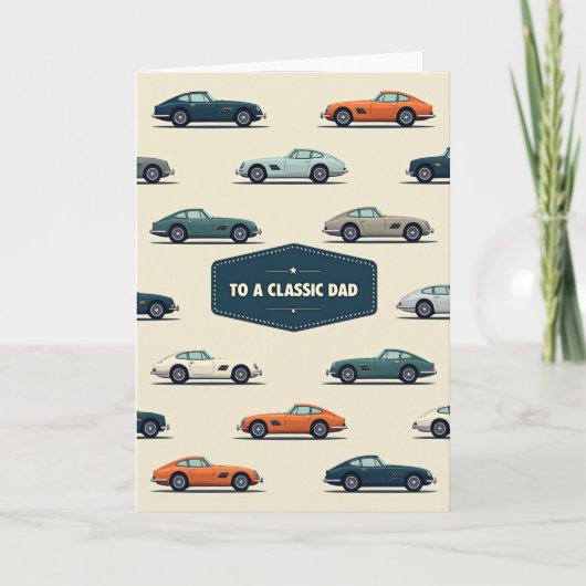 Klassieke Auto Vaderdag Kunstkaart Kaart (Voorkant)