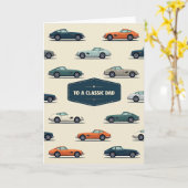 Klassieke Auto Vaderdag Kunstkaart Kaart (Gele Bloem)