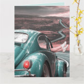 KLASSIEKE AUTO VERJAARDAG WENSKAART KAART (Gele Bloem)