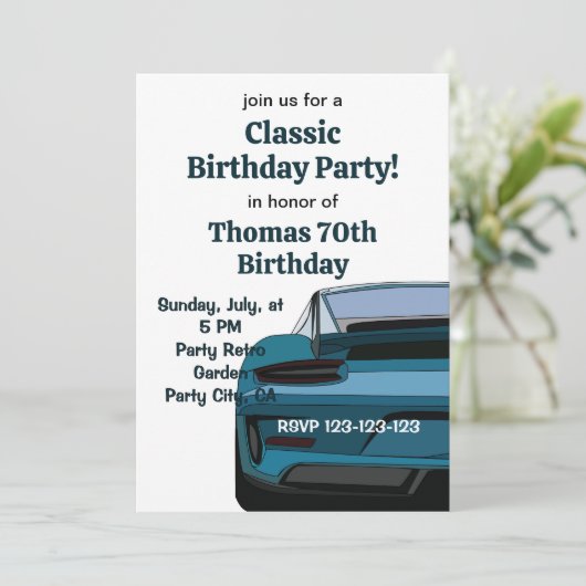  klassieke auto verjaardagsfeestje kaart (Staand voorkant)