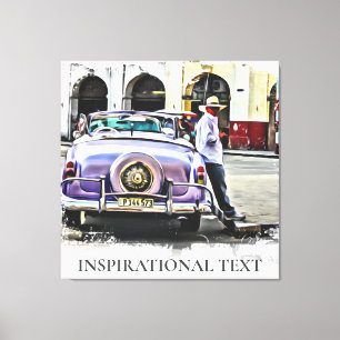*~* Klassieke auto Vintage Man Canvas Afdruk