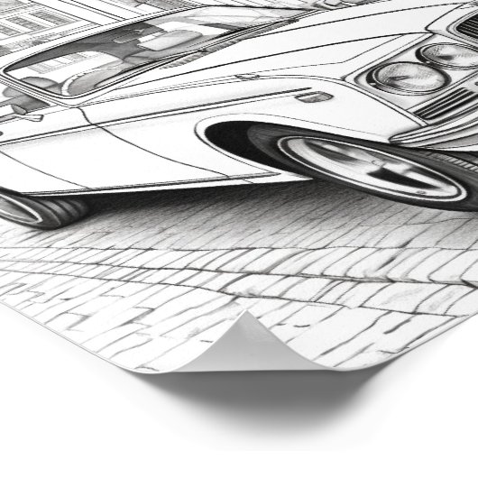 Klassieke auto volwassen kleuren poster (Hoek)