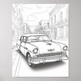 Klassieke auto volwassen kleuren poster