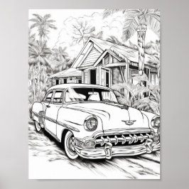 Klassieke auto volwassen kleuren poster