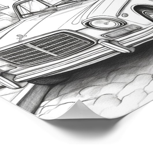 Klassieke auto volwassen kleuren poster (Hoek)