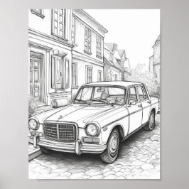 Klassieke auto volwassen kleuren poster