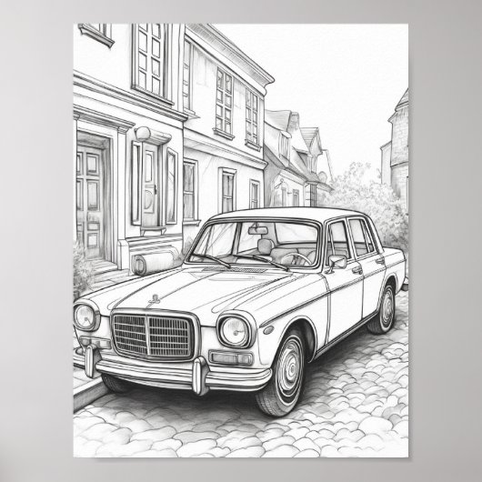 Klassieke auto volwassen kleuren poster (Voorkant)