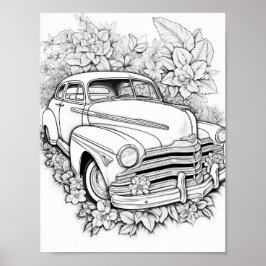 Klassieke auto volwassen kleuren poster