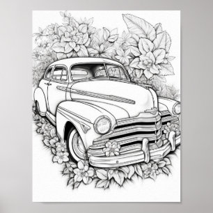 Klassieke auto volwassen kleuren poster