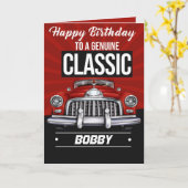 Klassieke auto voor een Klassieke Guy Birthday Kaa Kaart (Gele Bloem)