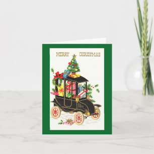Klassieke auto vrolijk kerstfeest kaart