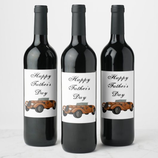 Klassieke auto wijn fles label personaliseren wijn etiket (Flessen)