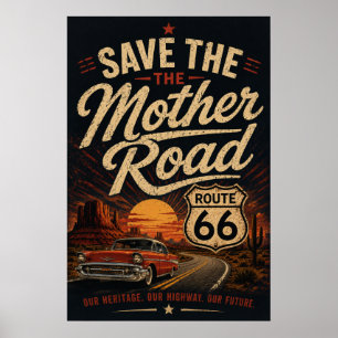 Klassieke Auto Woestijnbehoud Route 66 uit het ver Poster