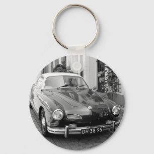 Klassieke auto zwart en wit sleutelhanger