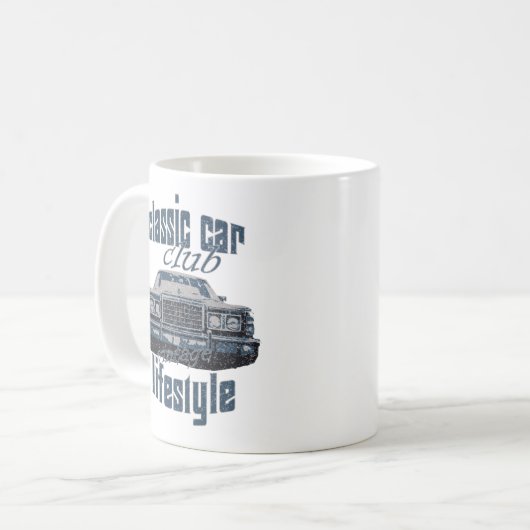 klassieke autoclub  cadeau voor oude autoliefhebbe koffiemok (Voorkant links)