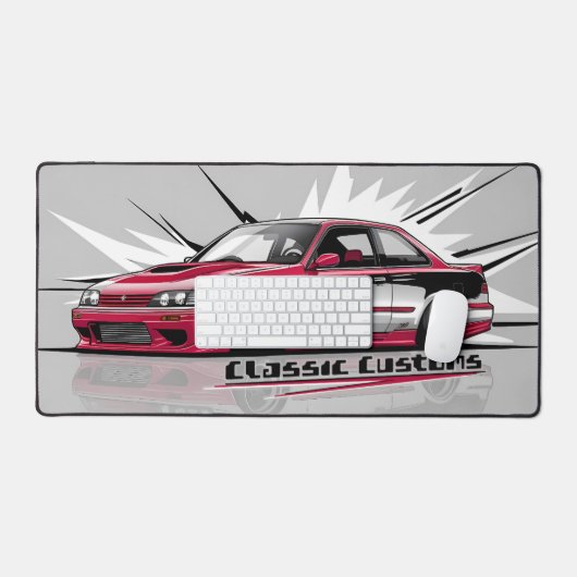Klassieke autocultuur, strak modern. Rood en grijs Bureaumat (Keyboard & Muis)