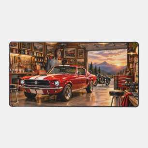 Klassieke Autogarage Zonsondergang Bureaumat