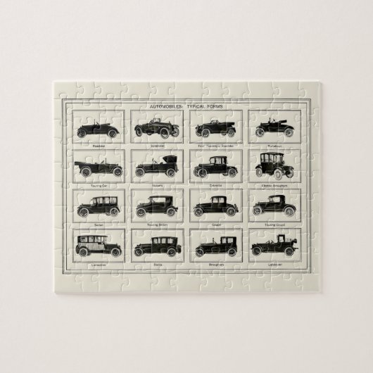 Klassieke automobiel wagen grafiek vintage kunst v legpuzzel (Horizontaal)