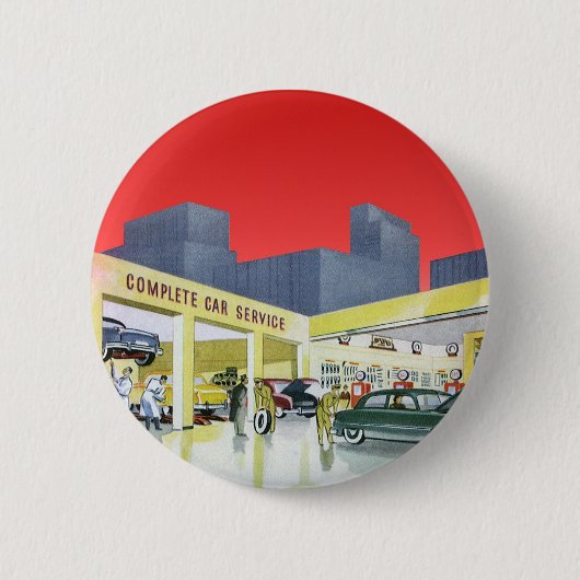Klassieke automonteurs Complete autogarage Ronde Button 5,7 Cm (Voorkant)