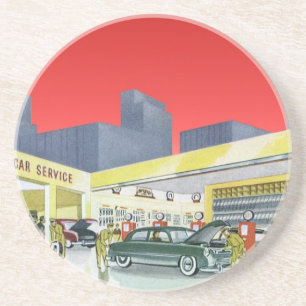 Klassieke Automonteurs Volledige Autogarage Servic Zandsteen Onderzetter