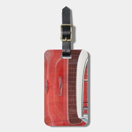 Klassieke auto's Chevy Bel Air Dodge Red White Vin Bagagelabel (Voorkant verticaal)