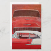 Klassieke auto's Chevy Bel Air Dodge Red White Vin Briefpapier (Voorkant / Achterkant)