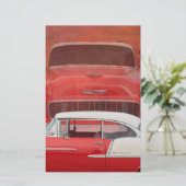 Klassieke auto's Chevy Bel Air Dodge Red White Vin Briefpapier (Staand voorkant)