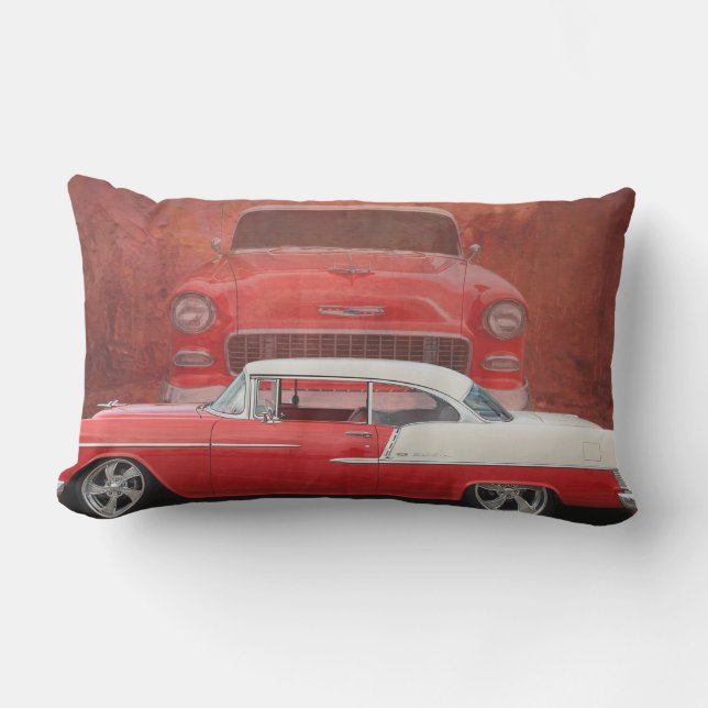 Klassieke auto's Chevy Bel Air Dodge Red White Vin Buitenkussen (Voorkant)